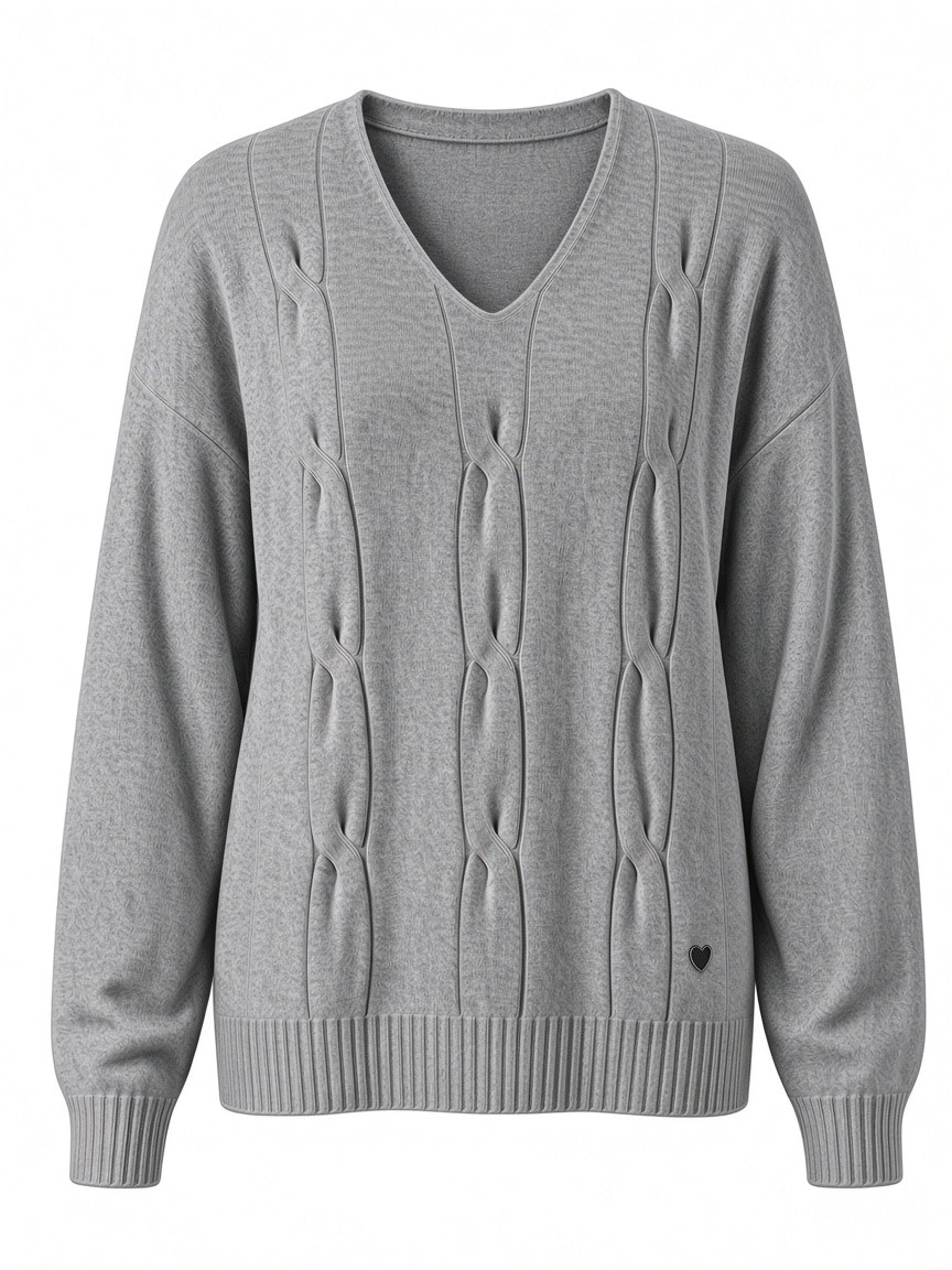 Dámsky pulóver s výstrihom do V s osmičkovým vzorom MINORITY SILVER MELANGE s.WEAR 3